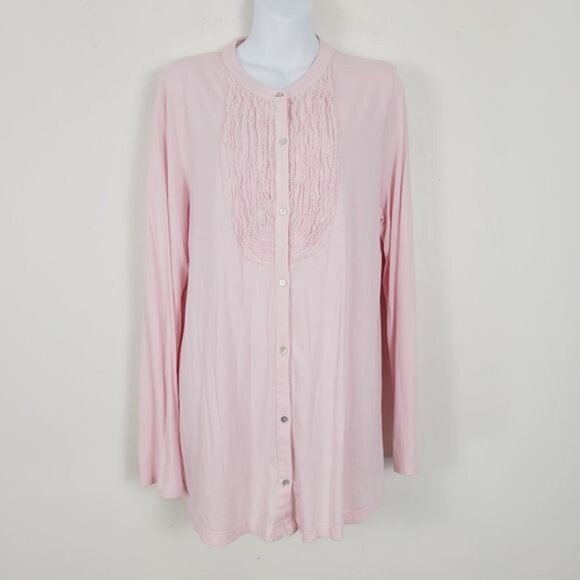 J.Jill Ballet Pink Chiffon Bib Knit Shirt Size Large - Picture 8 of 8